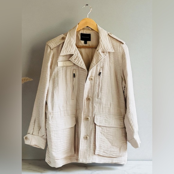 Banana Republic French Utility Field Textured Jacket In Oyster Grey - Picture 2 of 16